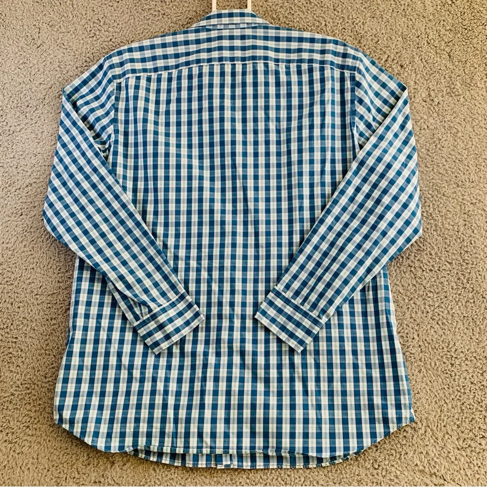 Banana Republic Shirt Men's Non Iron Long Sleeve Button Up Cotton Plaid Green XL